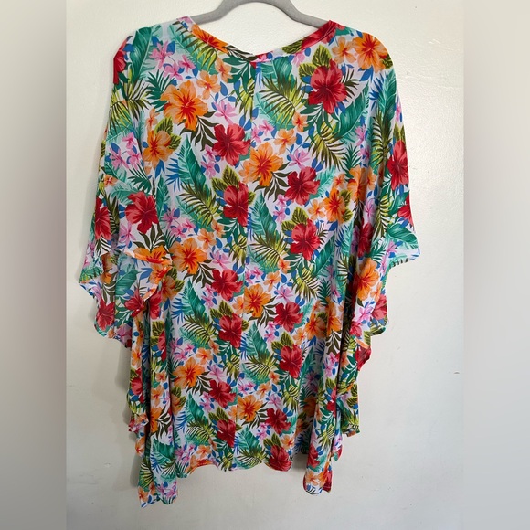 Time and Tru Womens Tropical Multicolor Floral Swim Coverup Swimsuit 1X(16W-18W) - Picture 6 of 9